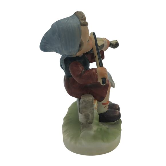 Vintage Napcoware Collectible Figurine Girl on Fence Playing Violin Sheep Japan - Picture 4 of 5